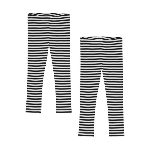 BIRKHOLM 2-Pak Stribede Rib Leggings Midnat Sort & Perfekt Hvid